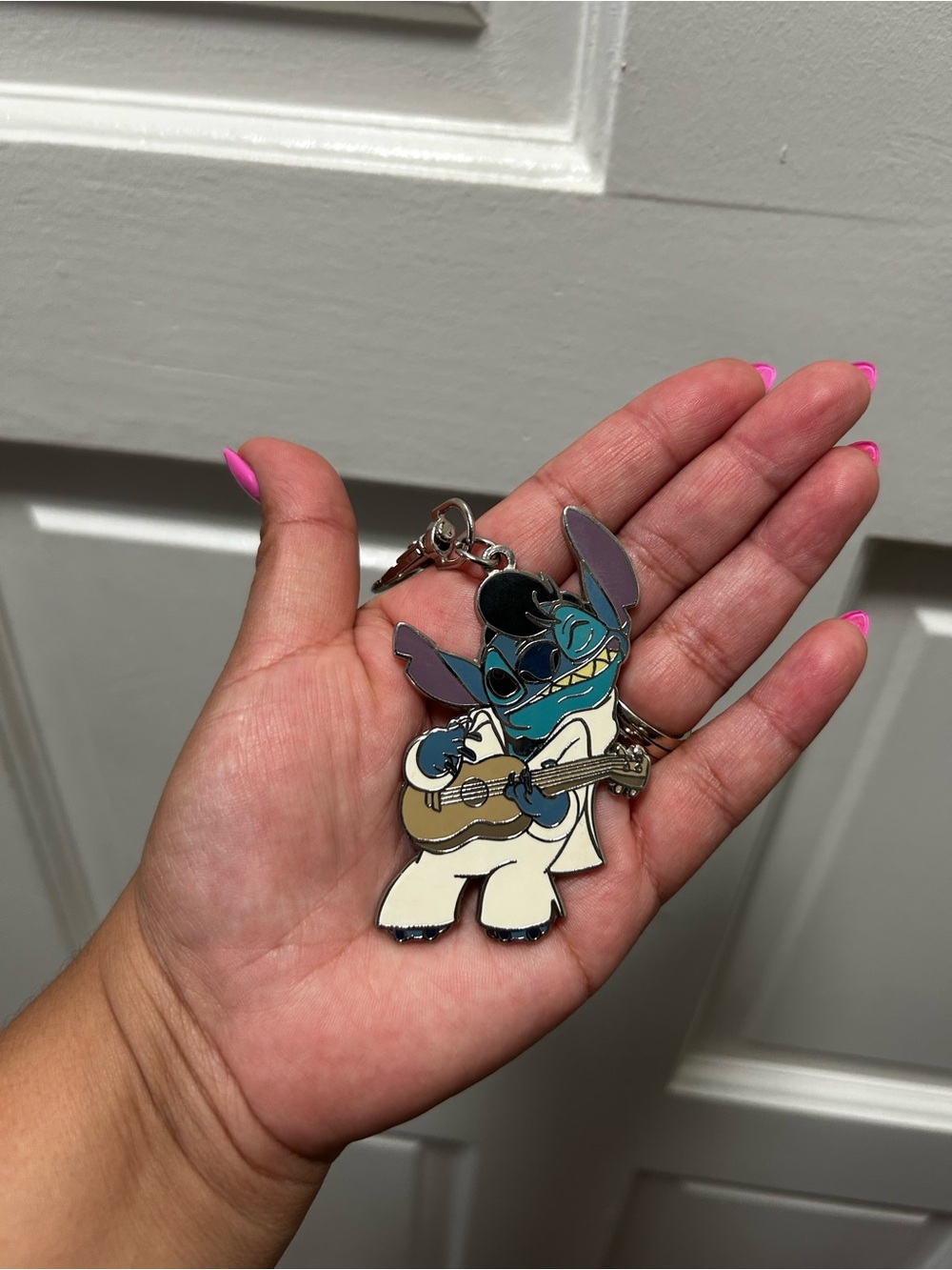 2011 RARE Disney's Lilo & STITCH as Elvis GUITAR Lanyard Medal -Backpack Clip-On